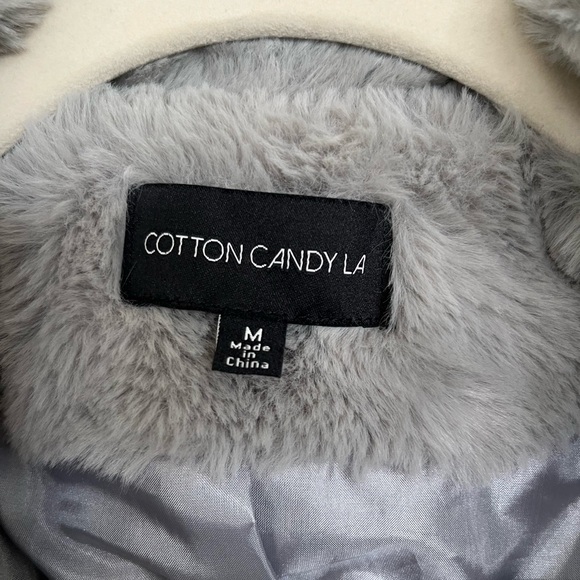 Cotton Candy LA Grey Teddy Faux Fur Coat Jacket Snap Closure | Medium - Picture 6 of 11